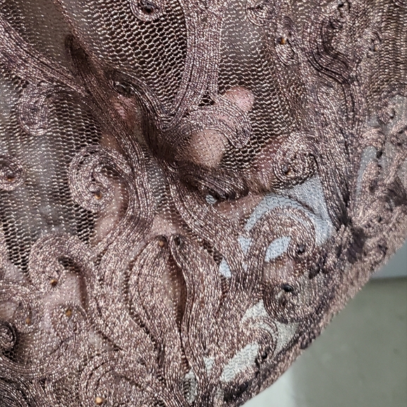 Bronze Brown Elegant Formal Gown with glitter, sequins and lace - Picture 12 of 13